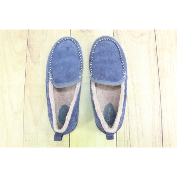 LL Bean Mountain Slippers Moccasin Suede Raw Indigo Size 8 M - Picture 8 of 9